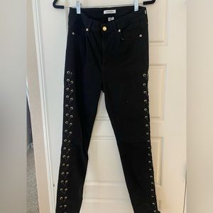 Good American Good Waist - Black Lace Up Jeans